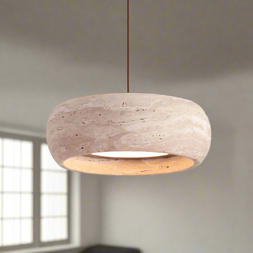 Travertinové závěsné světlo se stmívatelnou LED diodou – design z přírodního kamene 7