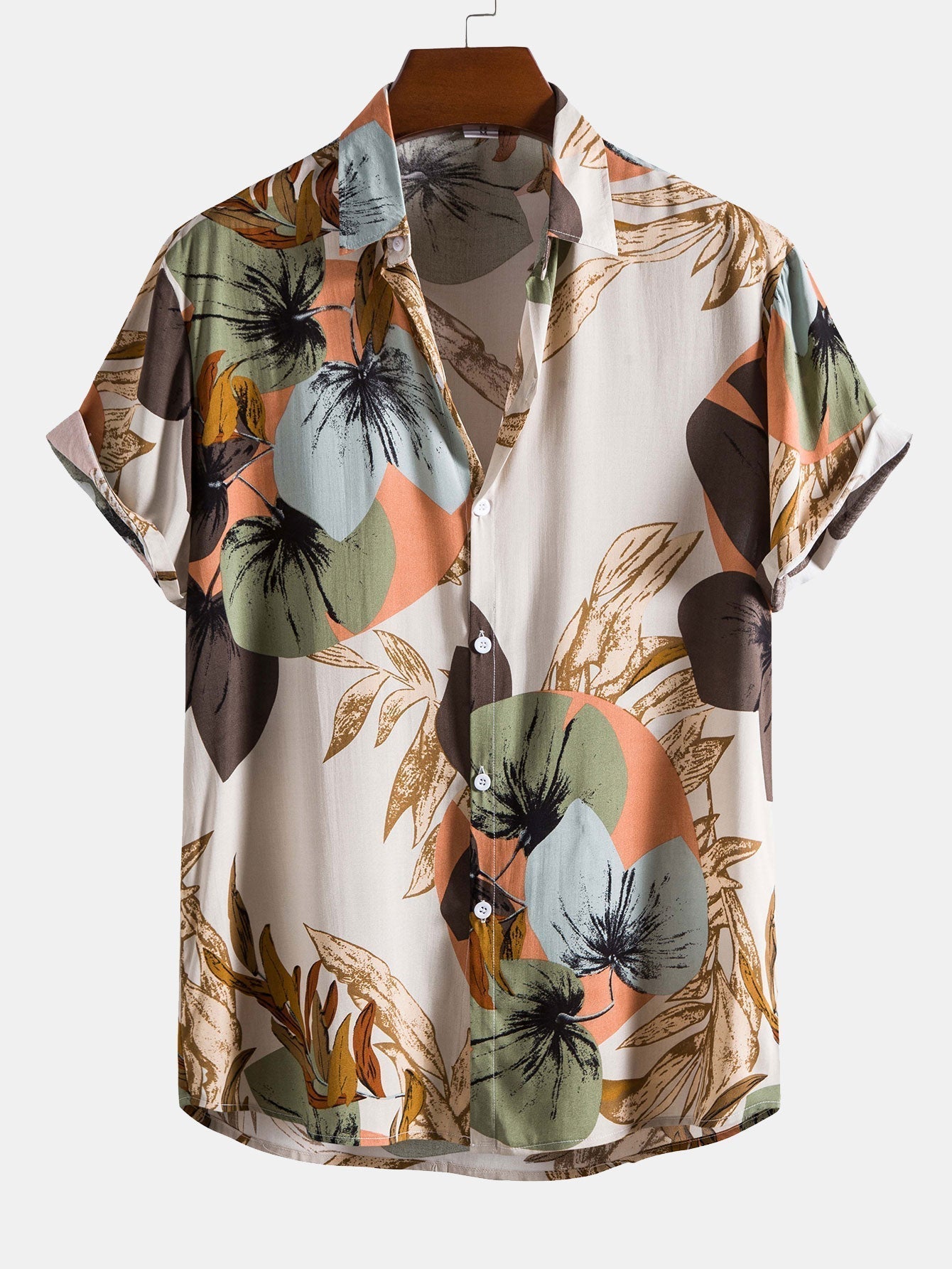 Tričko s tropickým potiskem a texturované bavlněné kraťasy – letní outfit regular fit, 13 cm 1