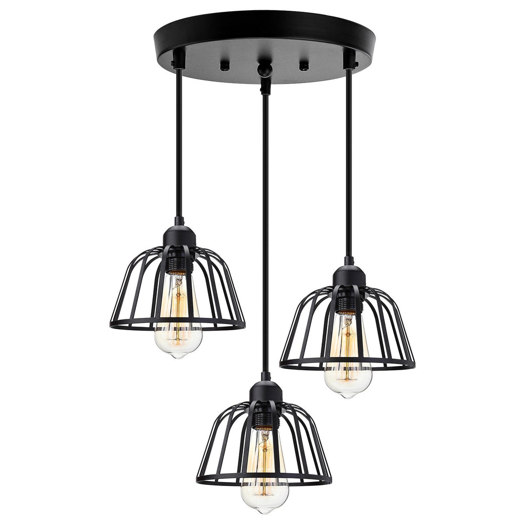 Tříhlavá závěsná lampa s nastavitelnou výškou – retro industriální styl ze železa a kovu do obývacího pokoje 3