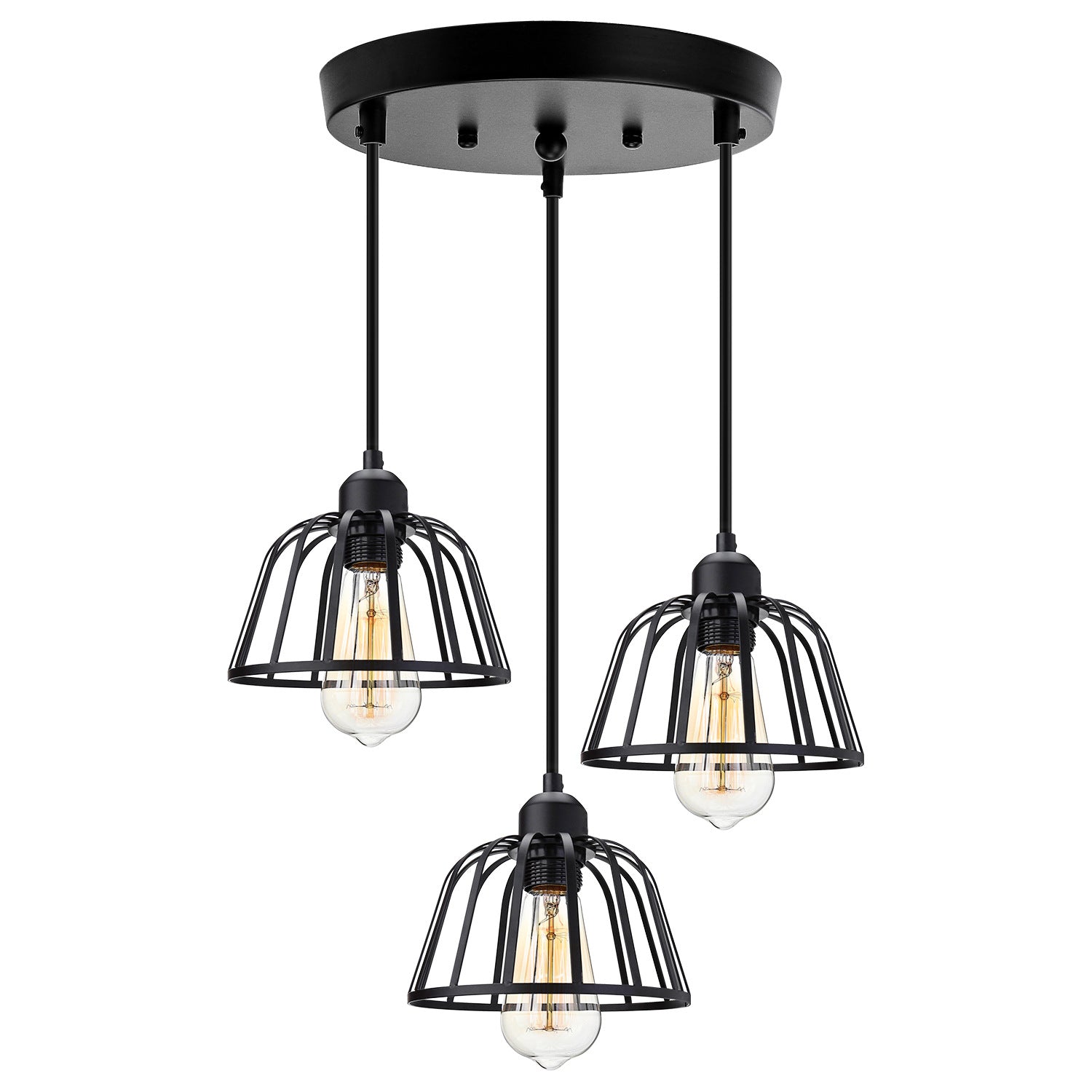 Tříhlavá závěsná lampa s nastavitelnou výškou – retro industriální styl ze železa a kovu do obývacího pokoje 3