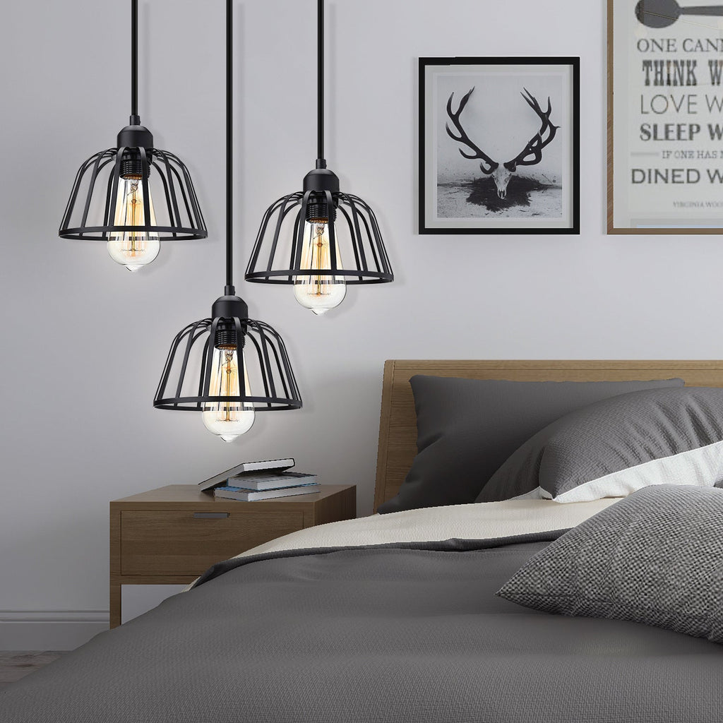 Tříhlavá závěsná lampa s nastavitelnou výškou – retro industriální styl ze železa a kovu do obývacího pokoje 4
