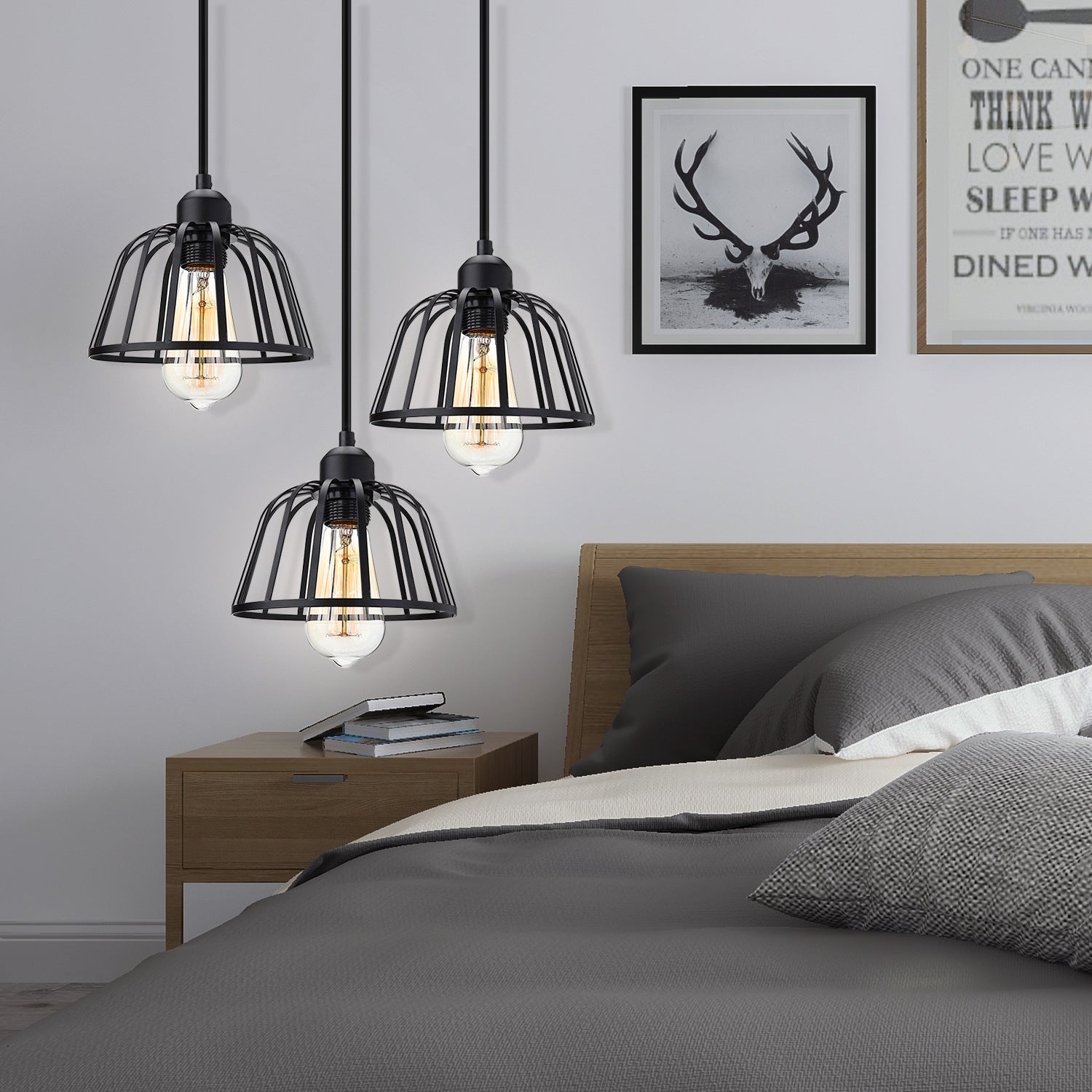 Tříhlavá závěsná lampa s nastavitelnou výškou – retro industriální styl ze železa a kovu do obývacího pokoje 4
