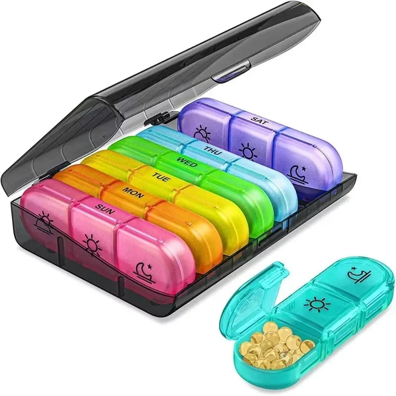 Týdenní organizér na pilulky s 21 přihrádkami, vyrobený z BPA free plastu, transparentní 4