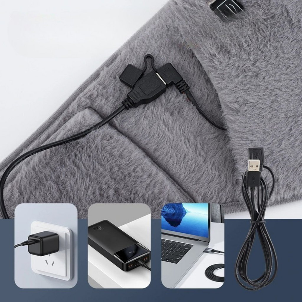 USB vyhřívací pás s regulací teploty - měkký samet pro ohřev pasu a rukou, 45-65 °C, přenosný, 105 x 20 cm 2