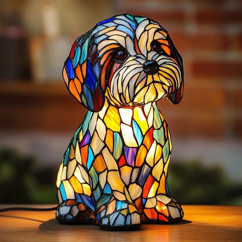 Umělecké dekorativní figurky s geometrickým vzorem a teplým osvětlením - vysoce kvalitní pryskyřice, 7,1 x 6,7 palce 0