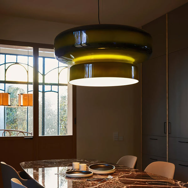 Unikátní závěsná lampa vyrobená z ručně foukaného skla 2