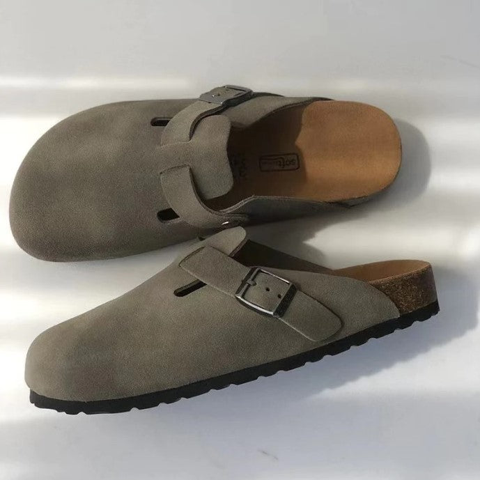 Unisex kožené sandály v hnědé barvě z pravé kůže, navržené s pohodlným ergonomickým 1