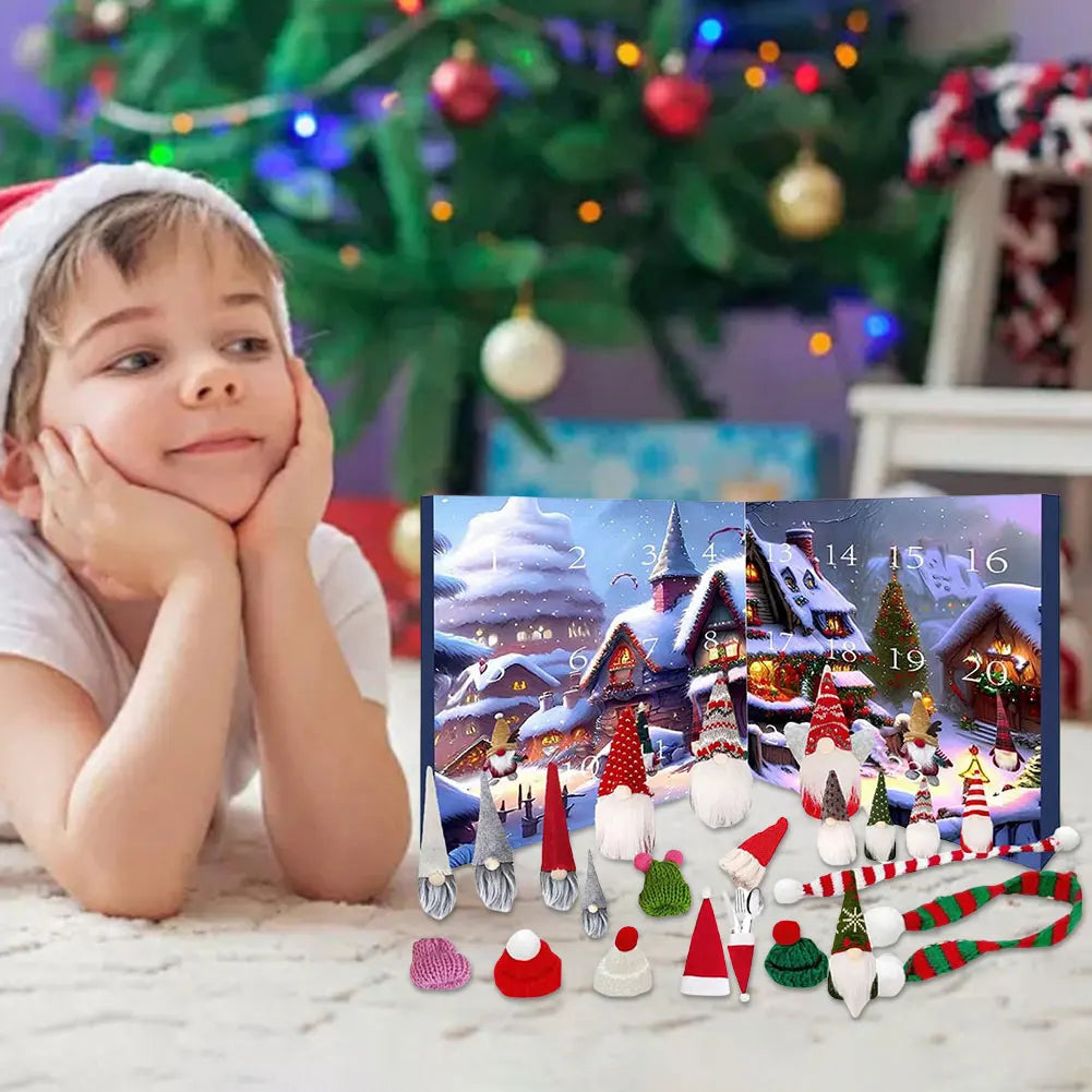 Vánoční adventní kalendář s trpaslíky na rok 2025 s 24 unikátními přívěsky a plyšovými figurkami pro děti - vánoční dekorace a odpočítávání 3