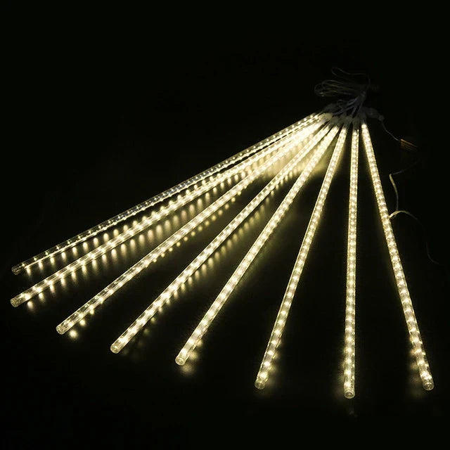 Venkovní LED osvětlení s efektem meteorického roje – Energeticky úsporná zahradní a terasová světla, 8 trubic, 192 LED diod 5