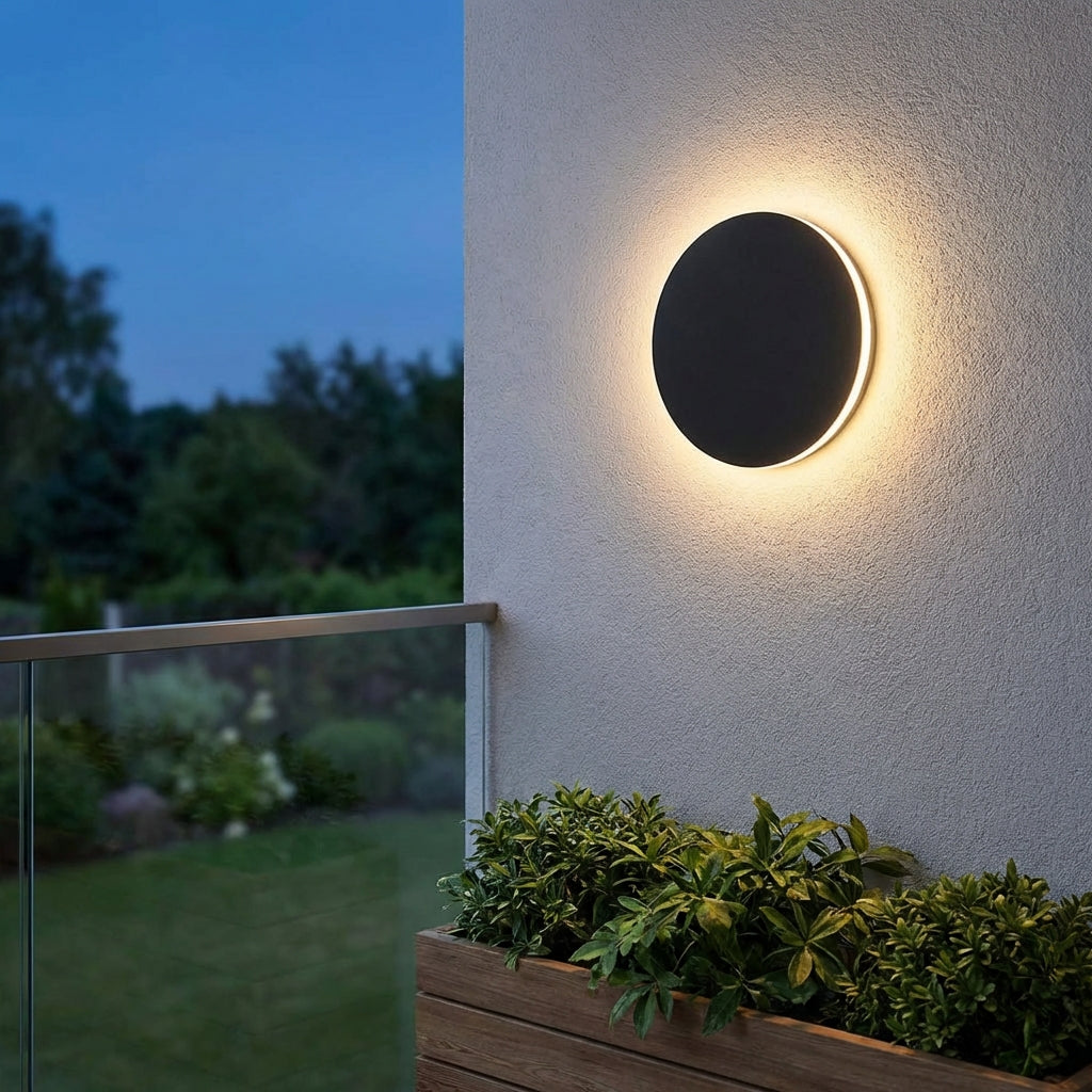 Venkovní Nástěnná Lampa s Halo Světlem IP65 + Nerezová Ocel + Moderní Design + Průměr 13 cm 0