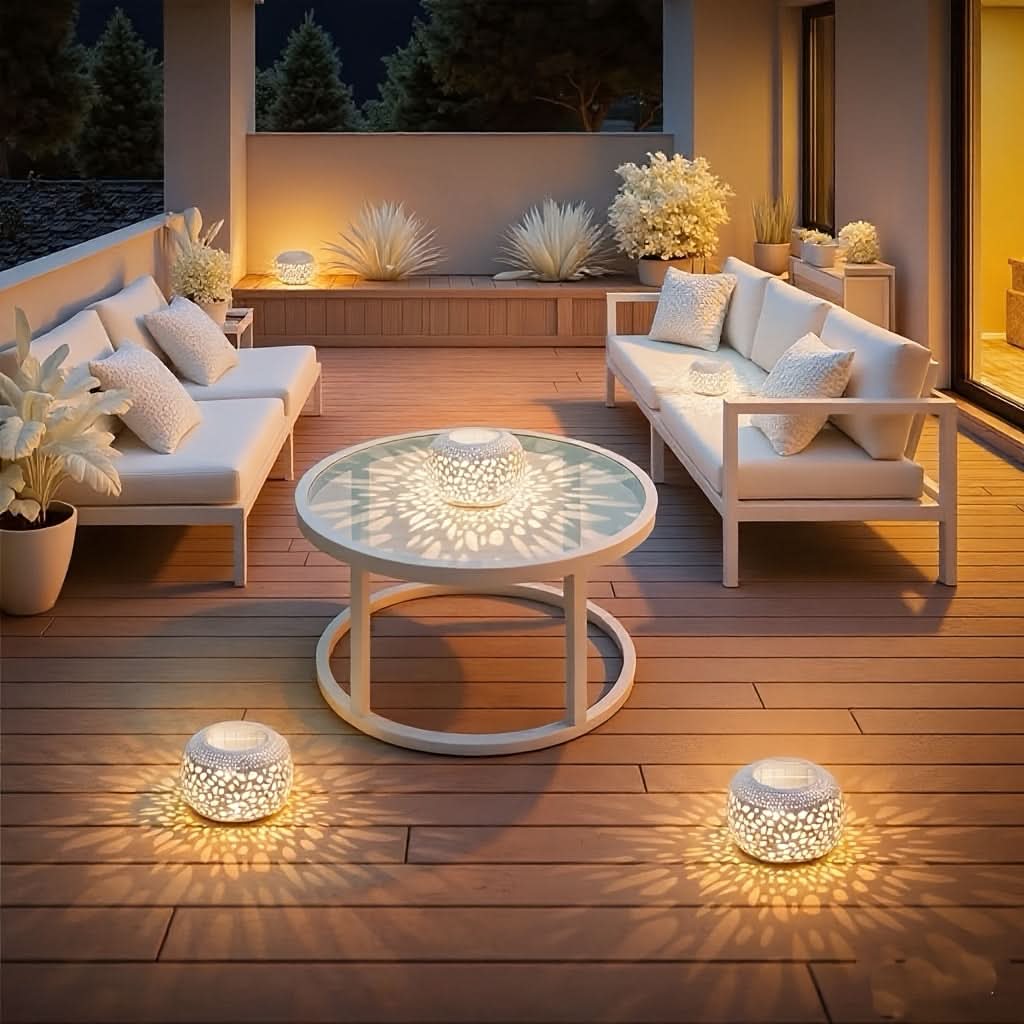 Venkovní solární stolní lampa s teplým bílým světlem, přenosná železná konstrukce, rozmě 2