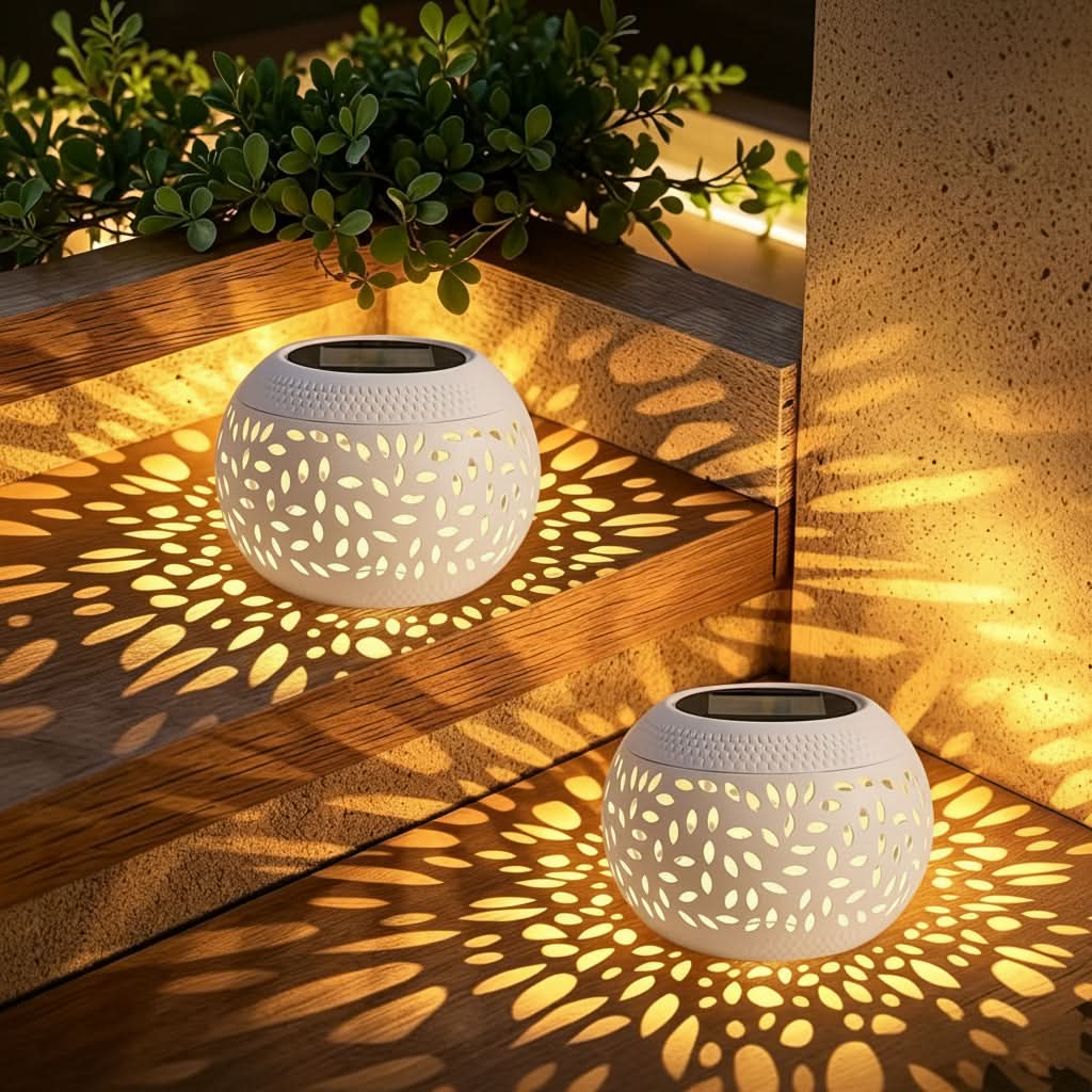 Venkovní solární stolní lampa s teplým bílým světlem, přenosná železná konstrukce, rozmě 5