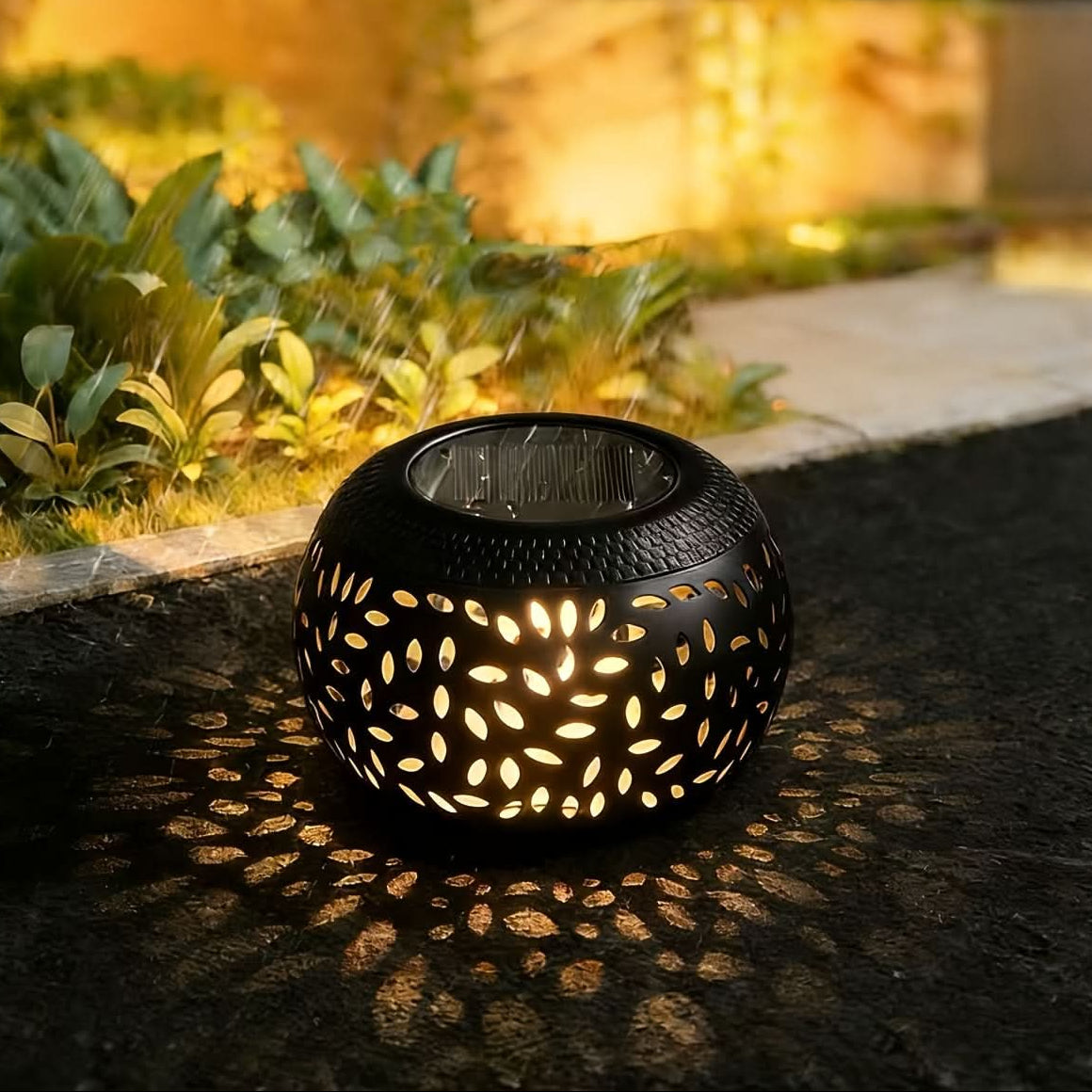 Venkovní solární stolní lampa s teplým bílým světlem, přenosná železná konstrukce, rozmě 7