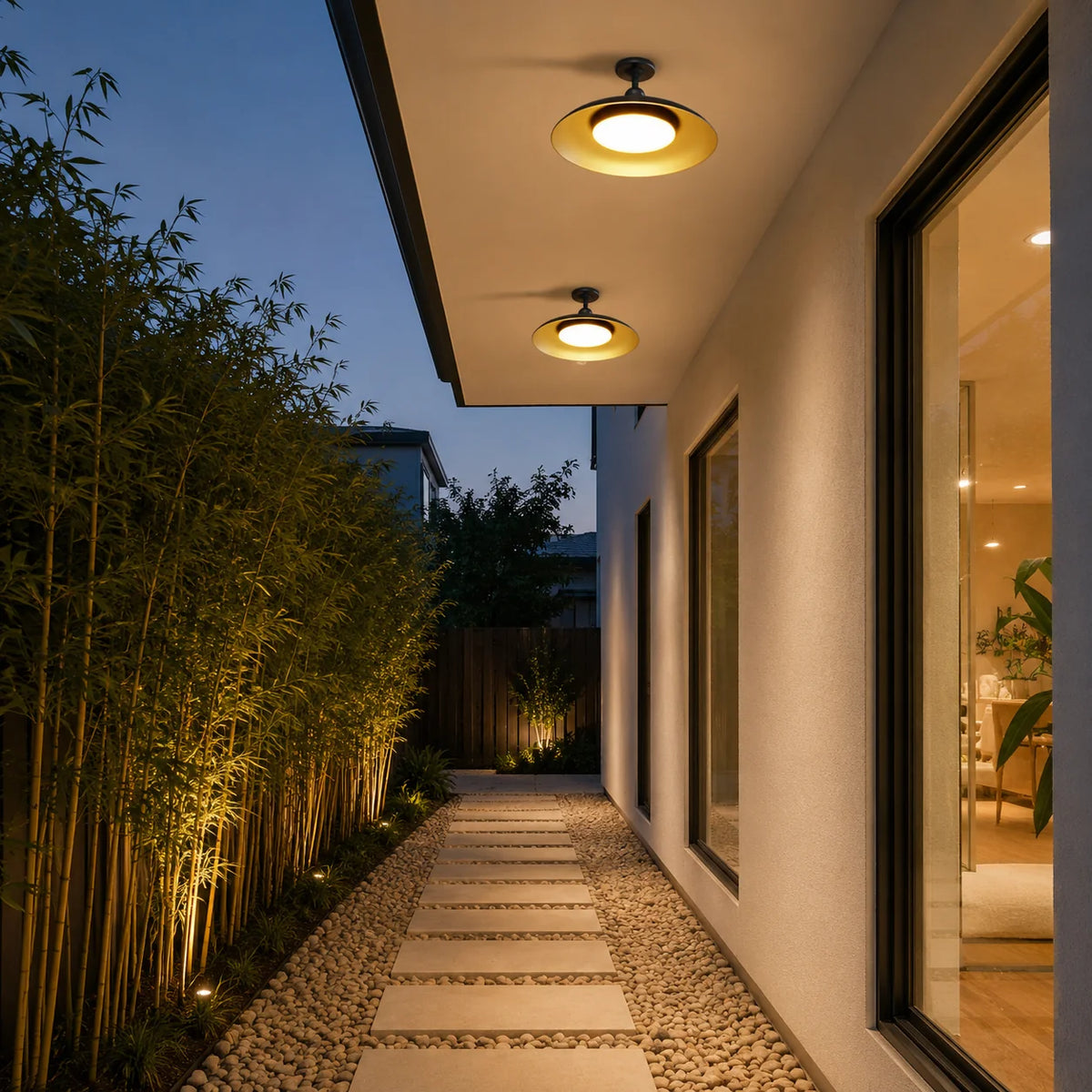 Venkovní stropní svítidlo s polozapuštěnou montáží z karbonizované oceli, moderní design 1