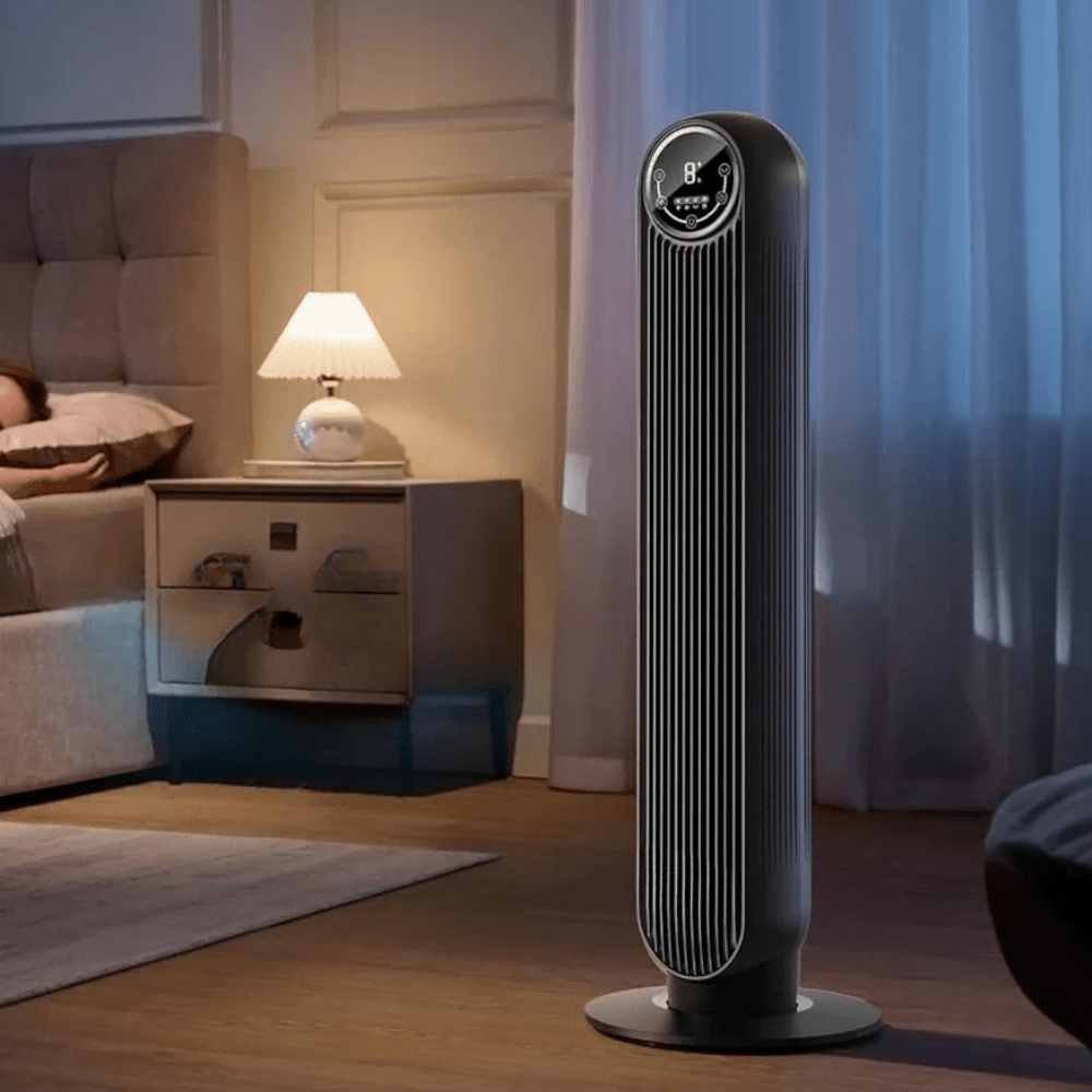 Věžový ventilátor s dálkovým ovládáním a 3 rychlostmi – oscilačně tichý design pro ložnice a obývací pokoje 0
