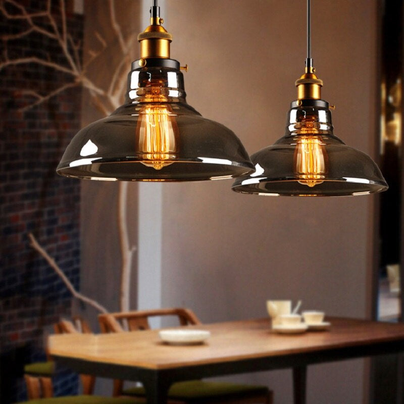 Vintage Závěsná Lampa Art Déco se Šedým Sklem a Stmívatelným Osvětlením – Elegantní Kovový Design pro Každou Místnost 4