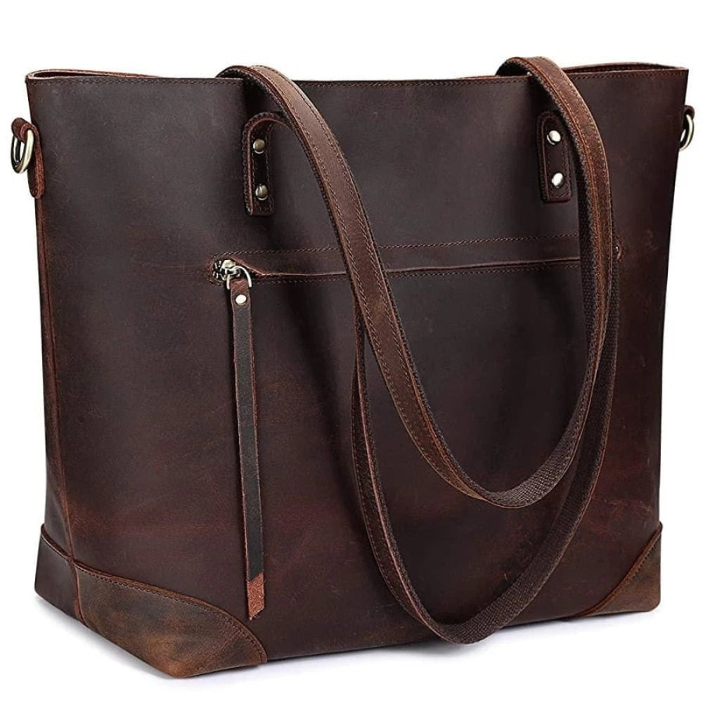 Vintage kožená crossbody taška s nastavitelným popruhem – prostorná každodenní taška přes rameno 0
