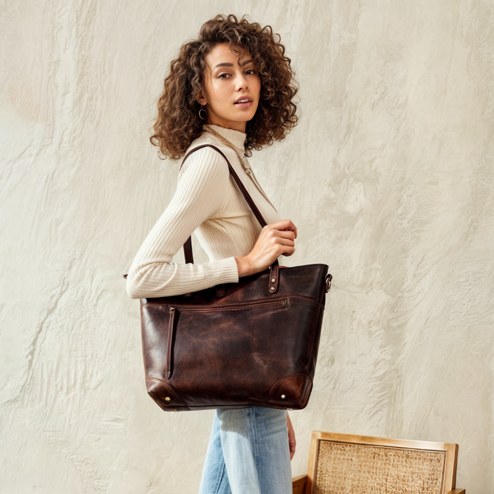 Vintage kožená crossbody taška s nastavitelným popruhem – prostorná každodenní taška přes rameno 1