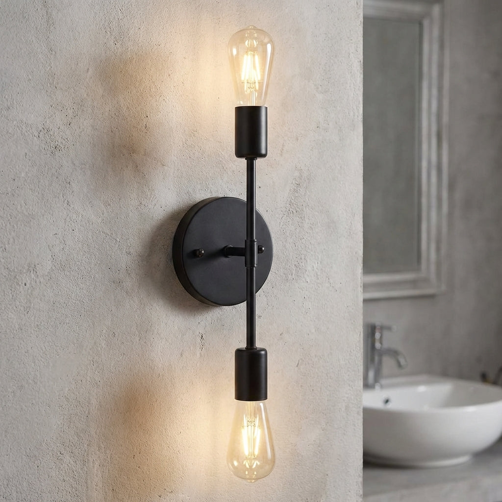 Vintage nástěnná lampa s dvojitým světelným zdrojem pro zrcadla a chodby – měkké teplé světlo, vertikální design 1