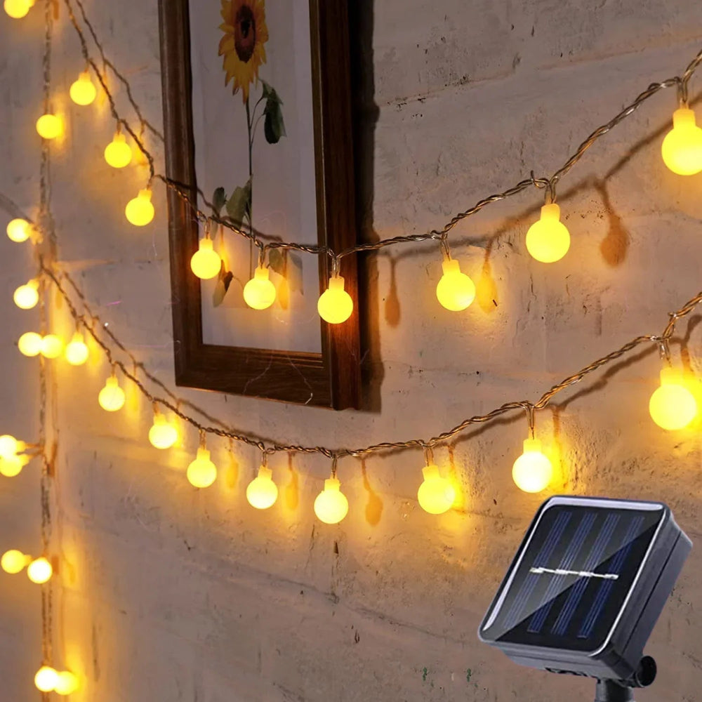 Voděodolné solární LED zahradní osvětlení - Venkovní osvětlení pro terasu a zahradu, 10 m s automatickým senzorem 5