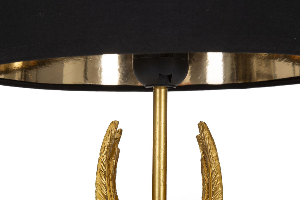 Vyřezávaná stolní lampa s tmavým stínidlem a zlatými akcenty – elegantní lampa do obývacích pokojů a ložnic 4