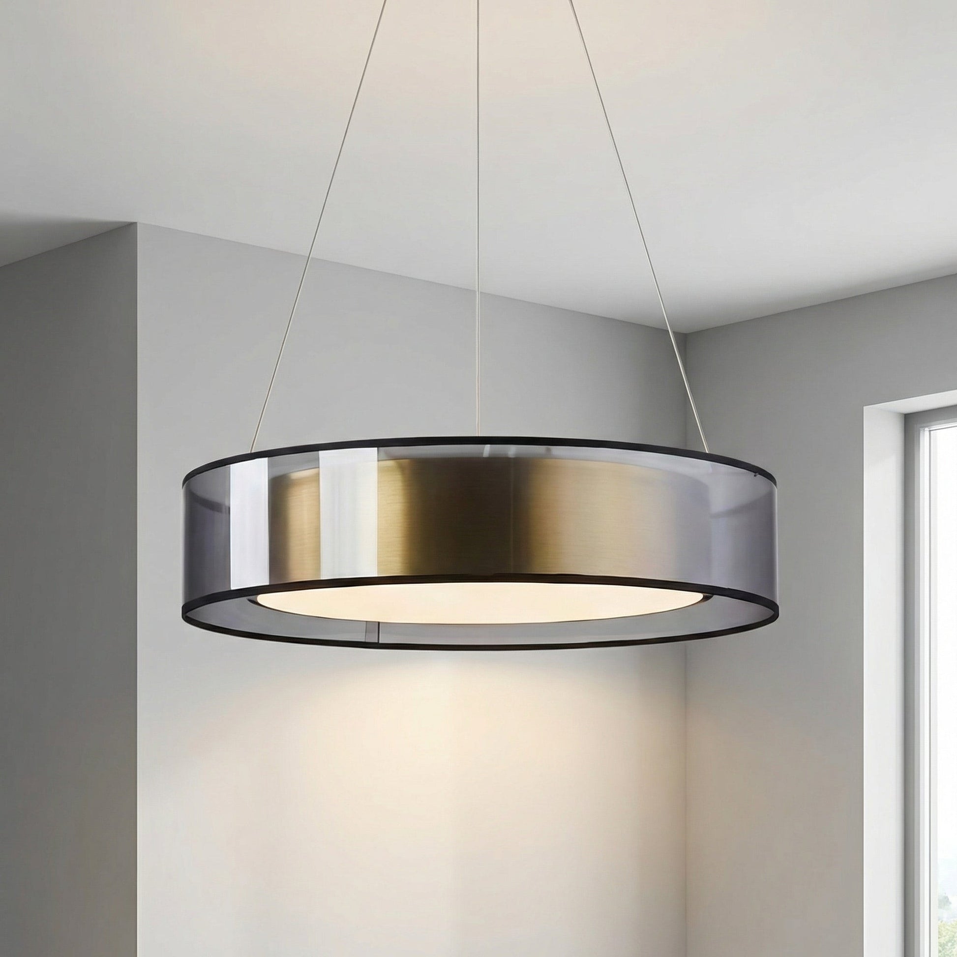 Výškově nastavitelná LED závěsná lampa v růžovo-zlaté barvě – moderní lampa do obývacího pokoje a jídelny 0