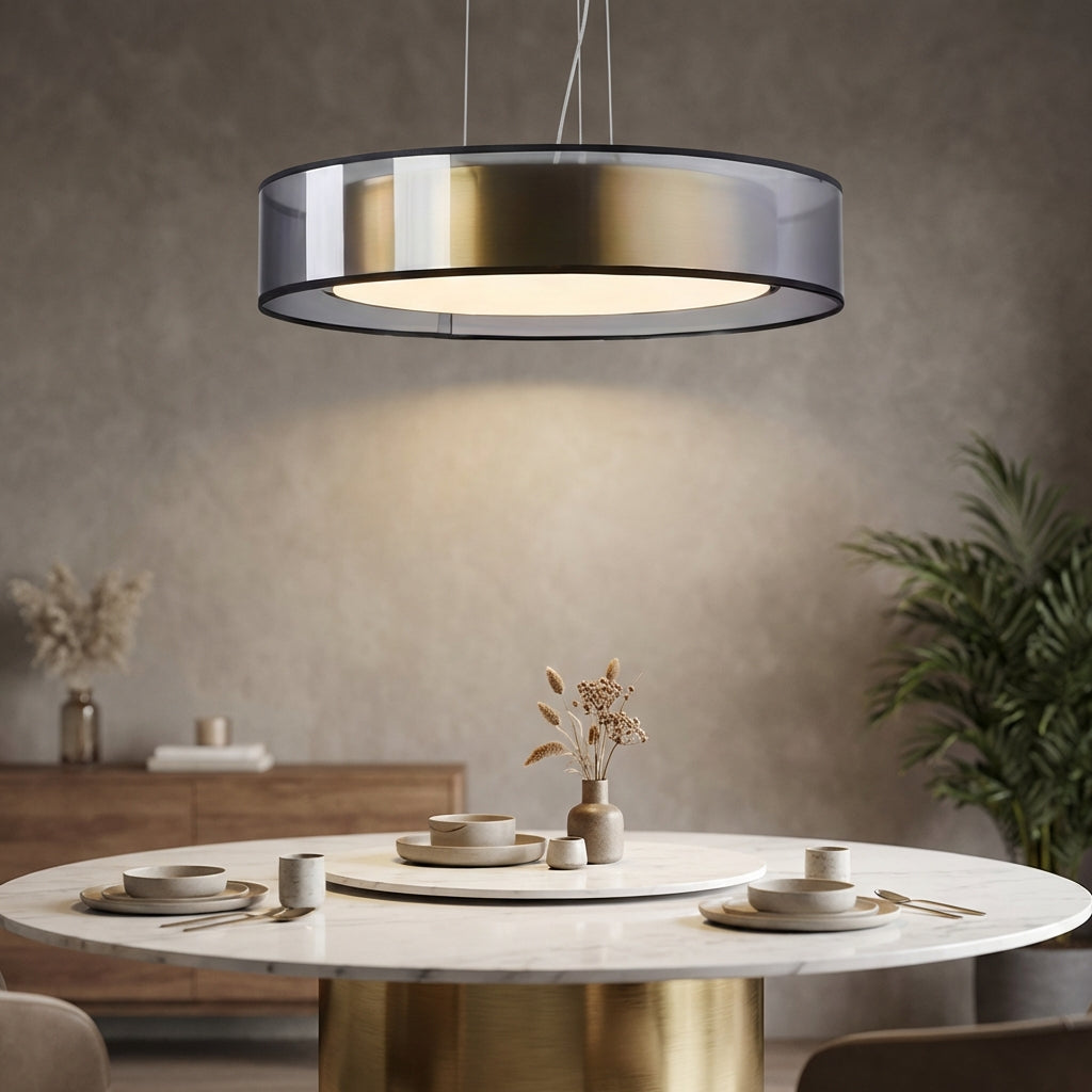Výškově nastavitelná LED závěsná lampa v růžovo-zlaté barvě – moderní lampa do obývacího pokoje a jídelny 1