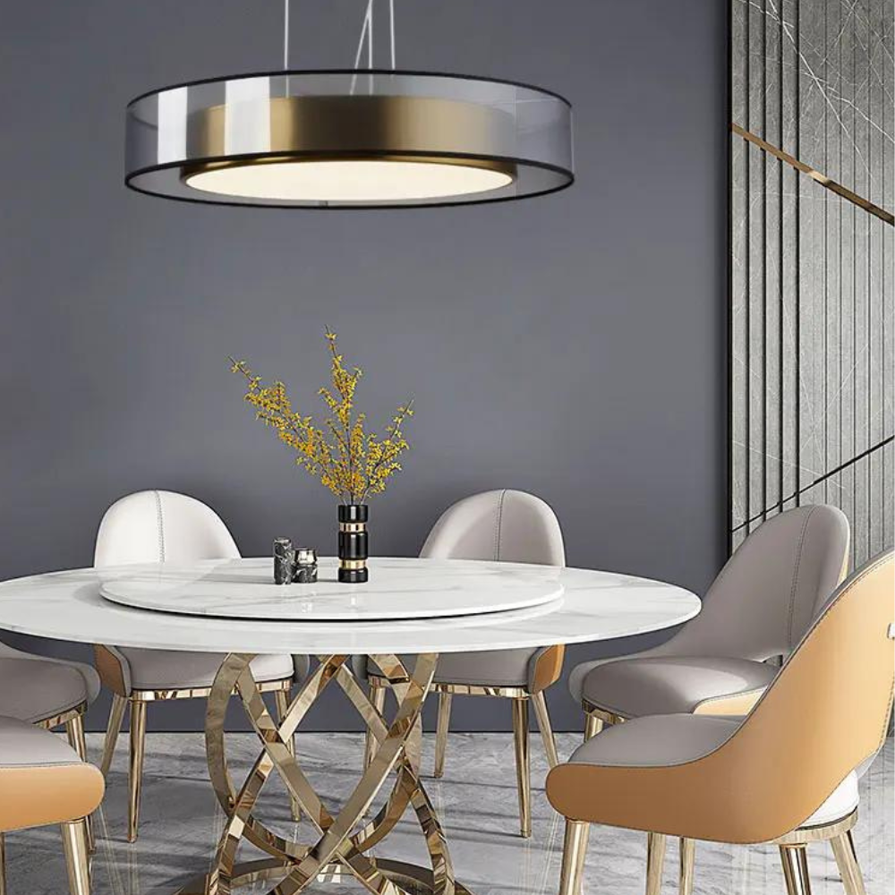 Výškově nastavitelná LED závěsná lampa v růžovo-zlaté barvě – moderní lampa do obývacího pokoje a jídelny 4
