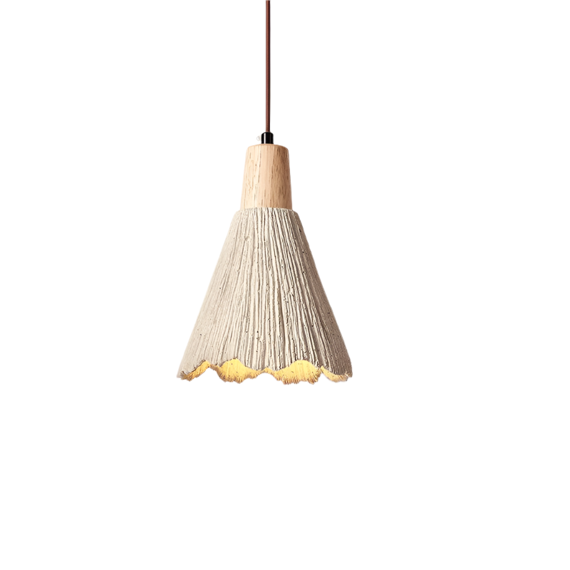 Závěsná lampa s LED osvětlením a wabi-sabi designem v krémovém cementovém proveden 0