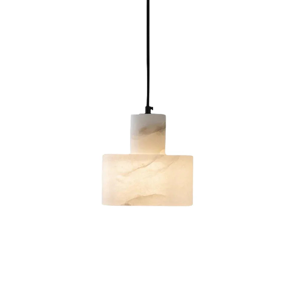 Závěsná lampa z alabastrového mramoru s LED osvětlením, moderní minimalistický design v bílé 0