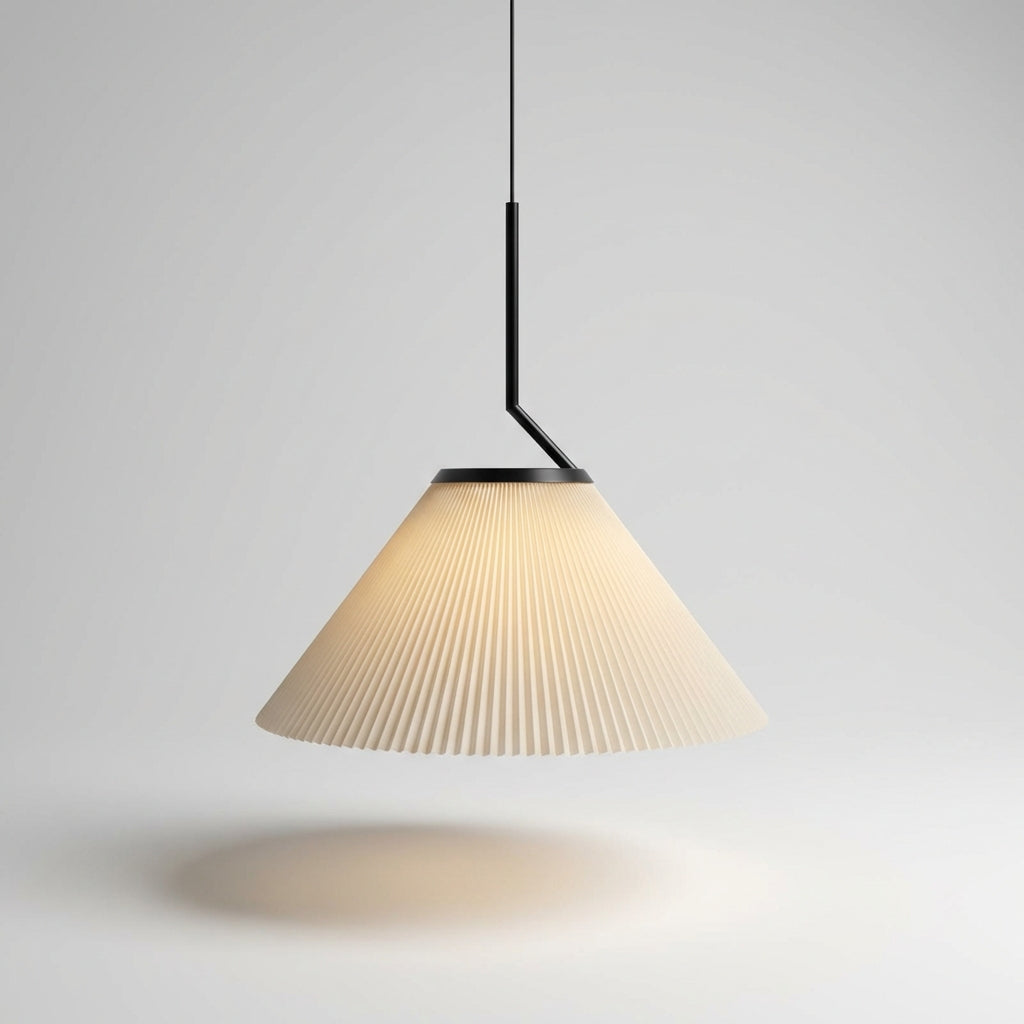 Závěsná lampa s plisovaným stínidlem, teplé osvětlení do obývacího pokoje, skandinávský minimalismus, krémová látka, 41x43 cm 0