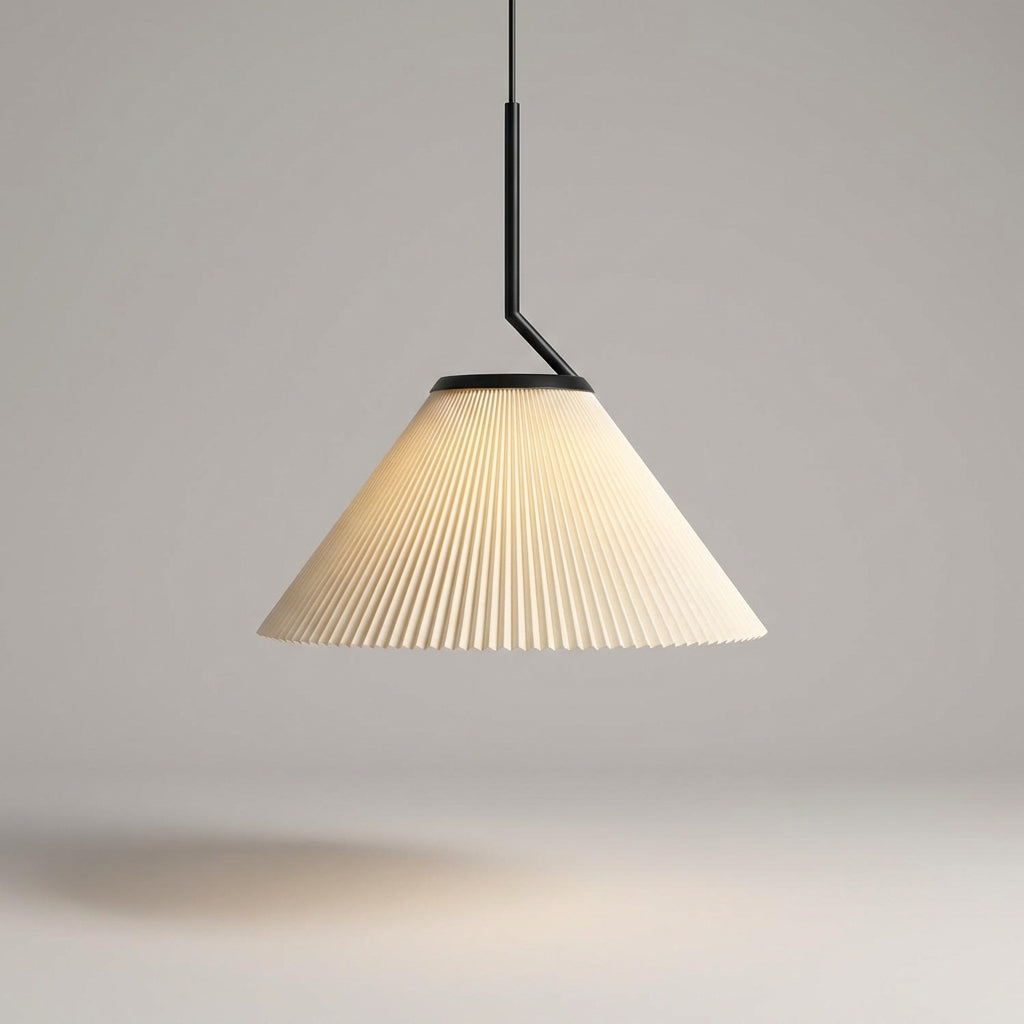Závěsná lampa s plisovaným stínidlem, teplé osvětlení do obývacího pokoje, skandinávský minimalismus, krémová látka, 41x43 cm 2