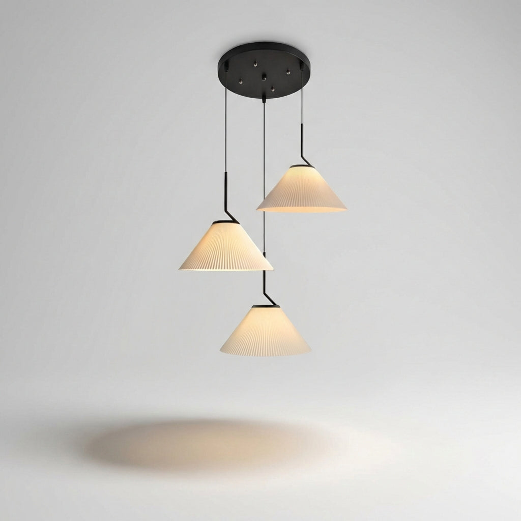 Závěsná lampa s plisovaným stínidlem, teplé osvětlení do obývacího pokoje, skandinávský minimalismus, krémová látka, 41x43 cm 6