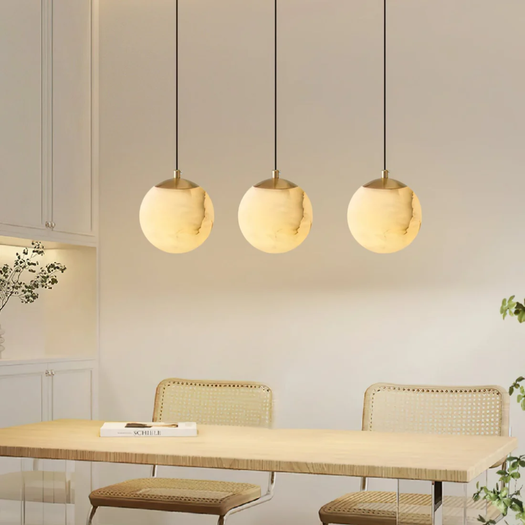 Závěsná lampa z alabastru s měkkým teplým světlem – Elegantní design pro obývací pokoj, ložnici, průměr 10/12/15 cm 3