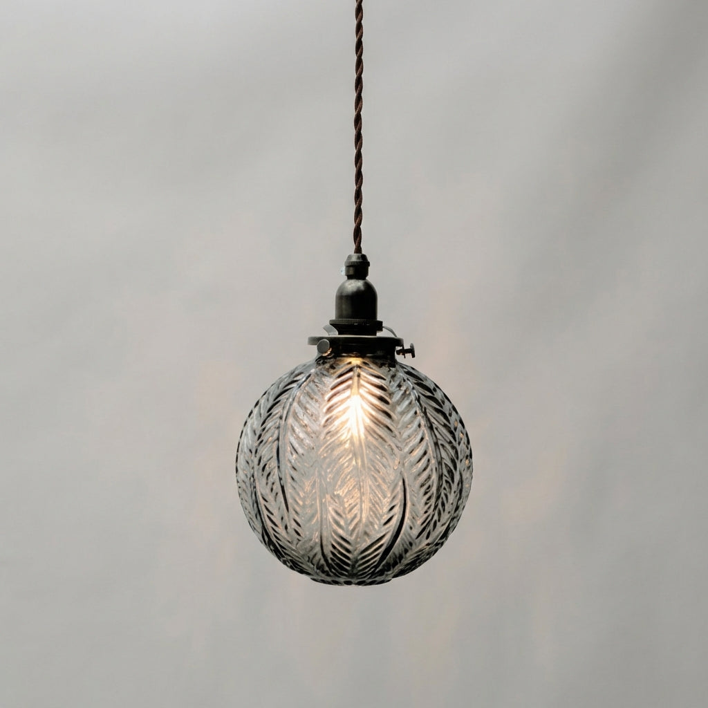 Závěsná lampa z leptaného skla ve vintage stylu – teplé stolní osvětlení – 15 cm x 65 cm 0