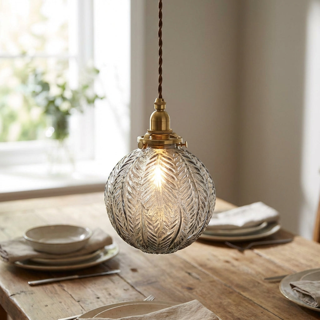 Závěsná lampa z leptaného skla ve vintage stylu – teplé stolní osvětlení – 15 cm x 65 cm 1