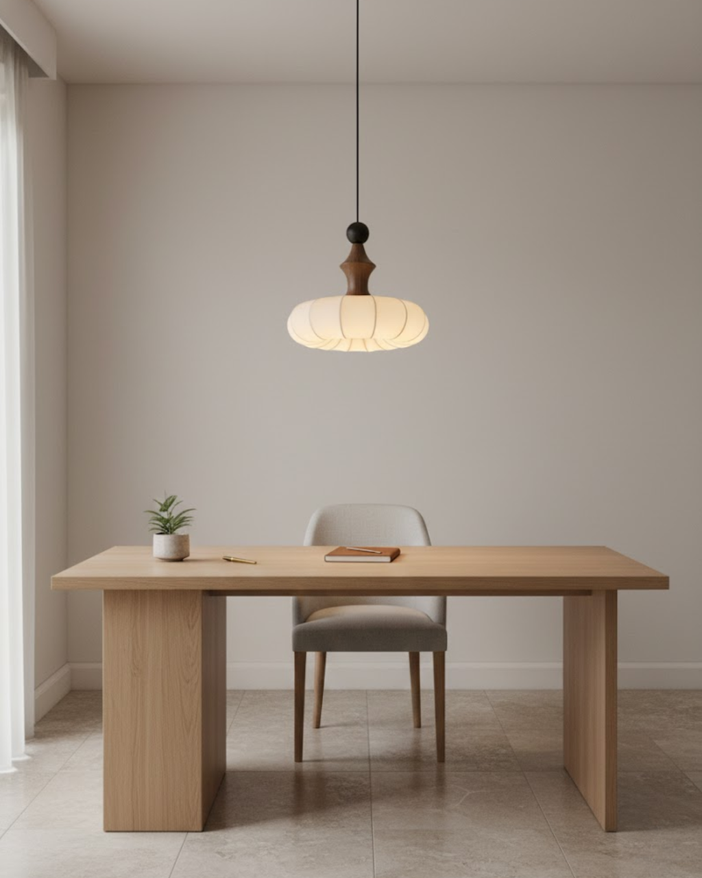 Závěsné svítidlo s kokonovým stínidlem a žebrovanou strukturou v moderním designu, 3