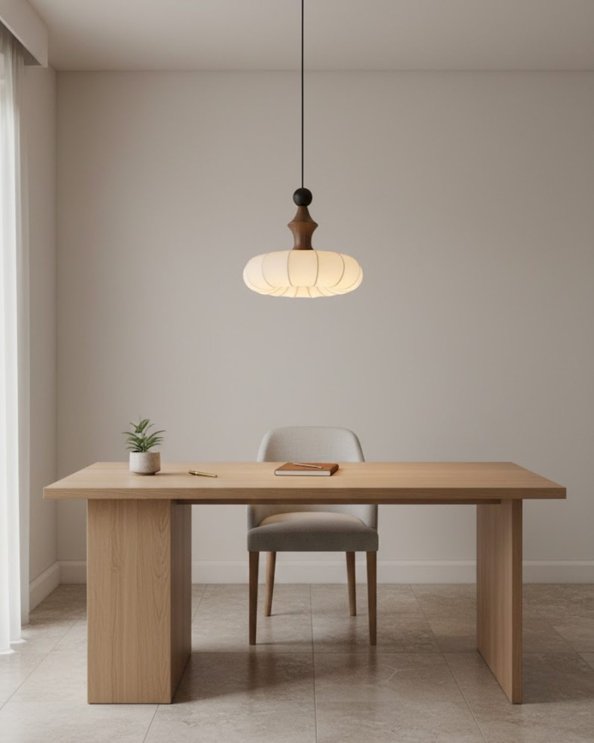 Závěsné svítidlo s kokonovým stínidlem a žebrovanou strukturou v moderním designu, 3