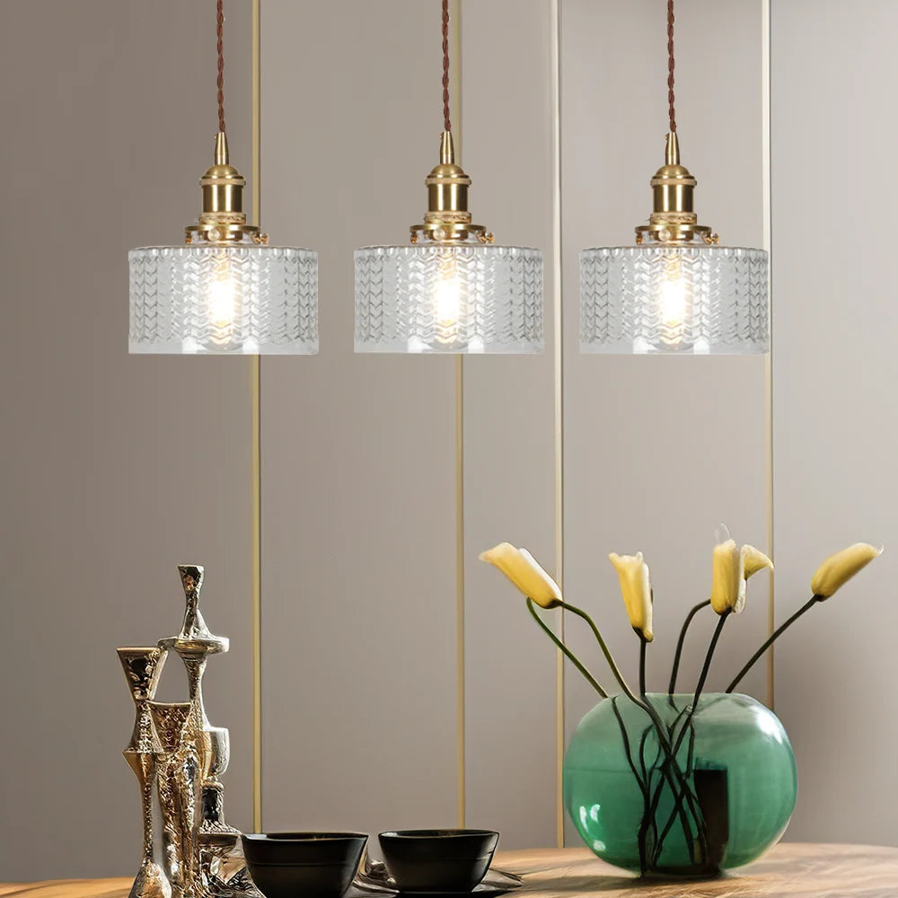 Závěsné svítidlo se skleněným stínidlem a nastavitelným zavěšením v vintage design 10