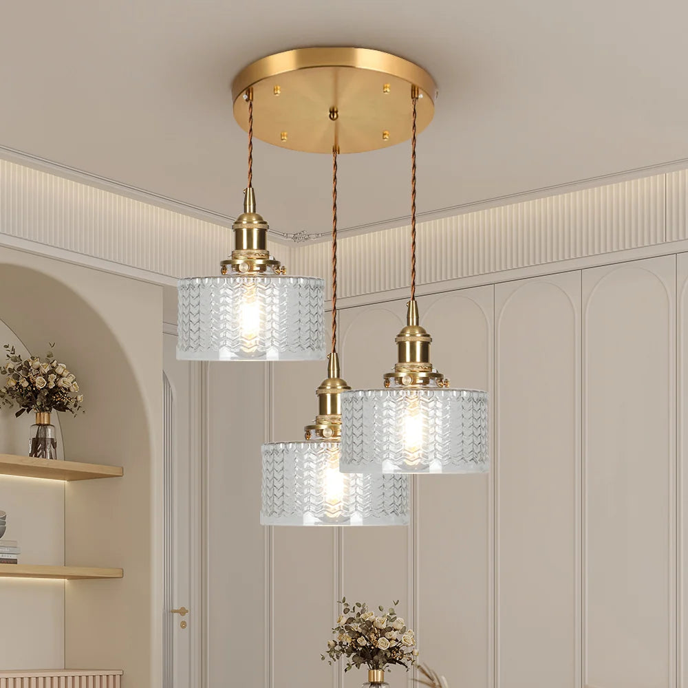 Závěsné svítidlo se skleněným stínidlem a nastavitelným zavěšením v vintage design 12