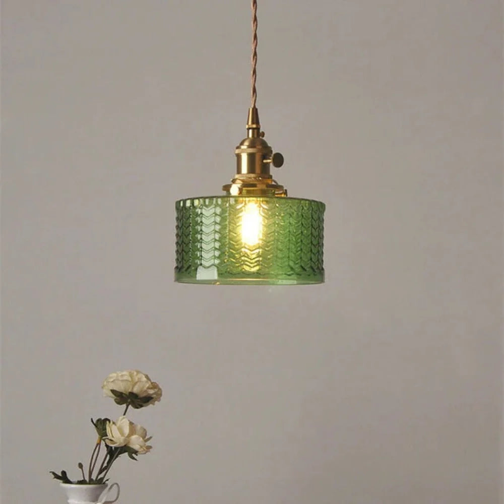 Závěsné svítidlo se skleněným stínidlem a nastavitelným zavěšením v vintage design 3