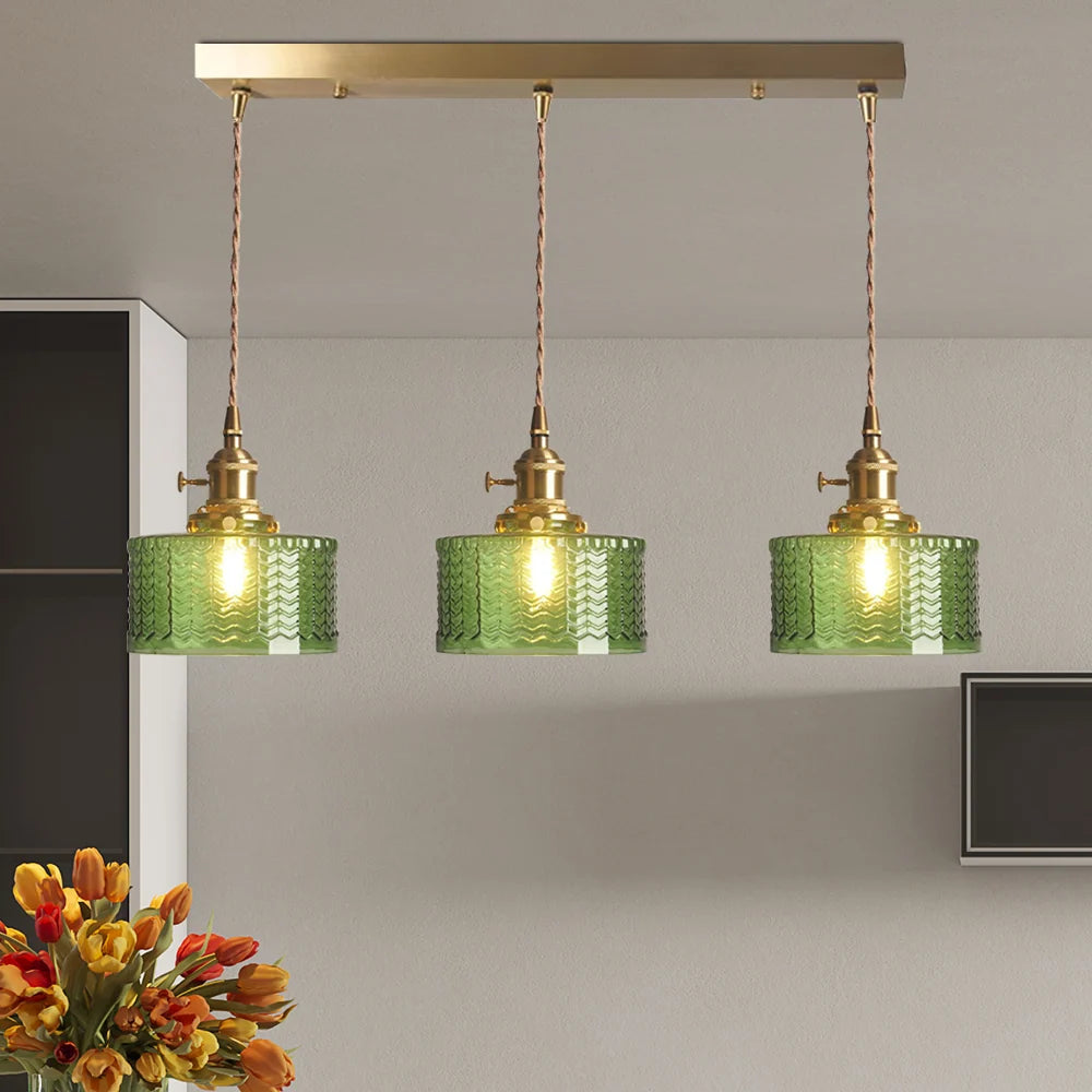 Závěsné svítidlo se skleněným stínidlem a nastavitelným zavěšením v vintage design 5