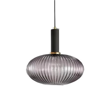 Závěsné svítidlo z žebrovaného skla s kovovou montáží, průměr 20 cm 17