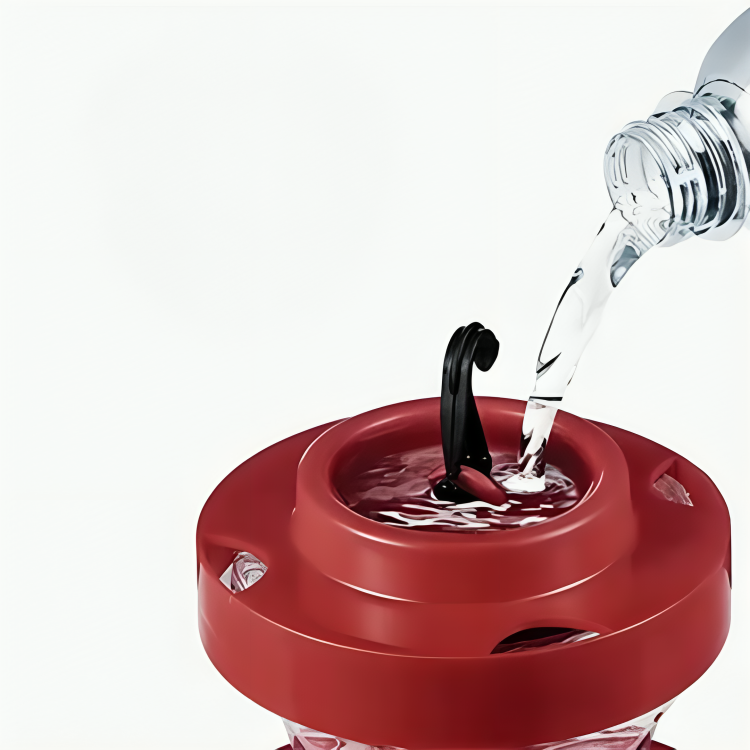 Závěsné krmítko pro kolibříky s ochranou proti mravencům - objem 473 ml, odolný plast, 8 otvorů pro krmení 2