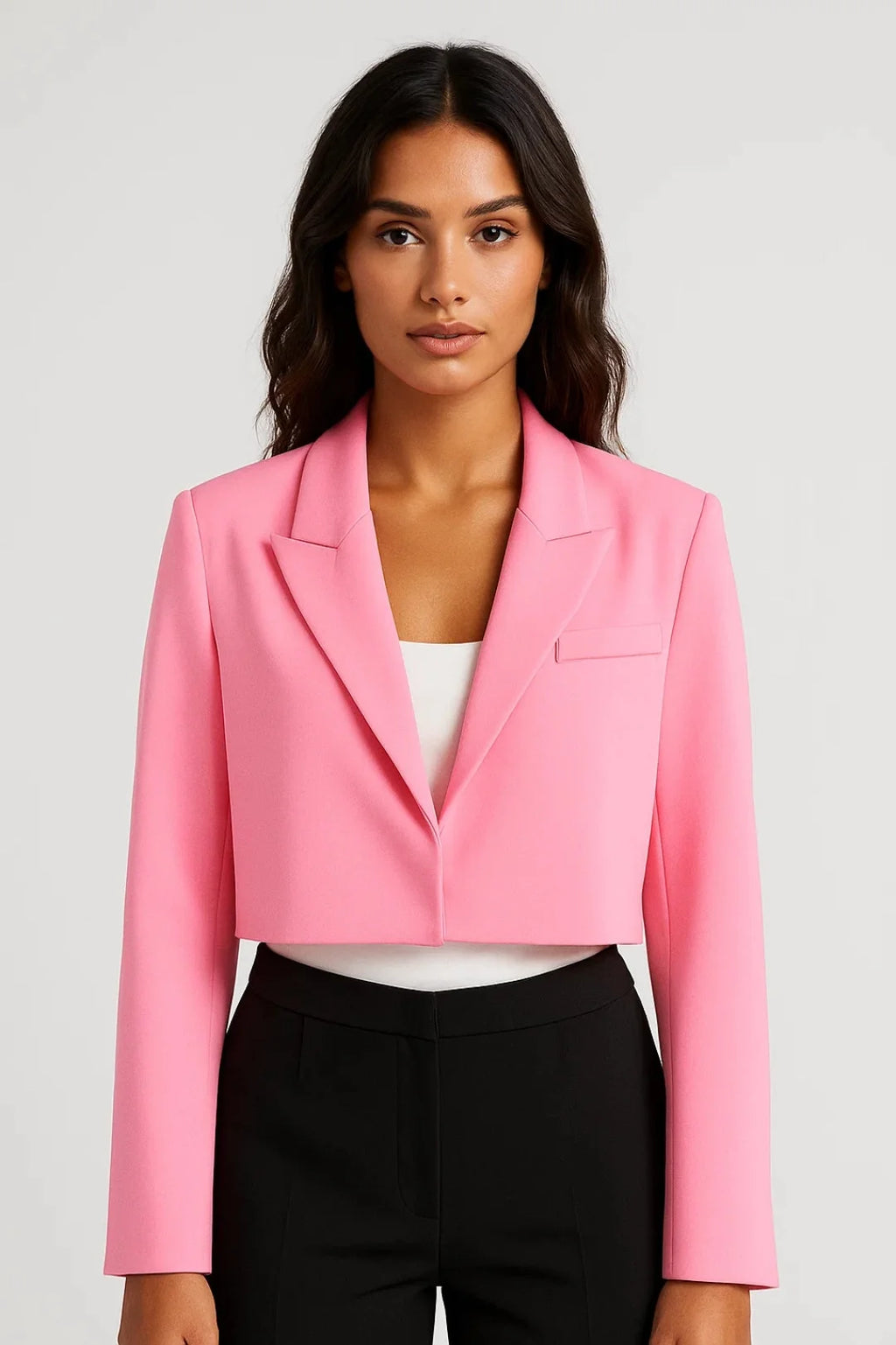 Zkrácené sako s klopovým límcem, přizpůsobený střih, ideální pro business-casual 0