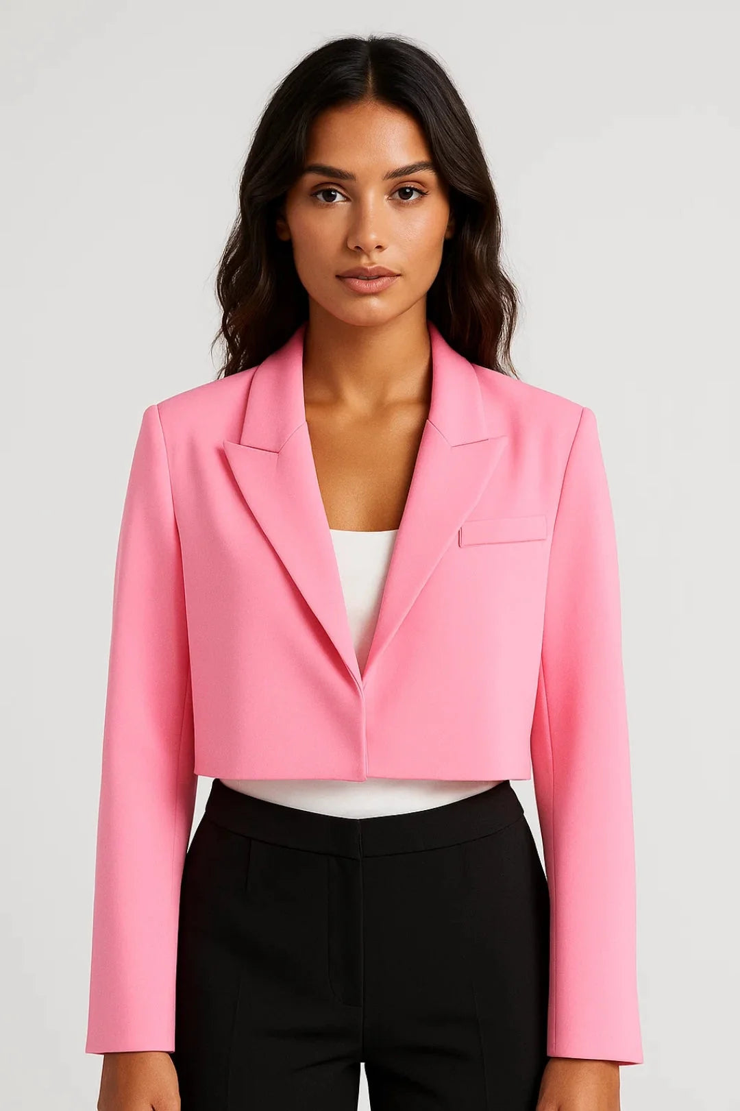Zkrácené sako s klopovým límcem, přizpůsobený střih, ideální pro business-casual 0