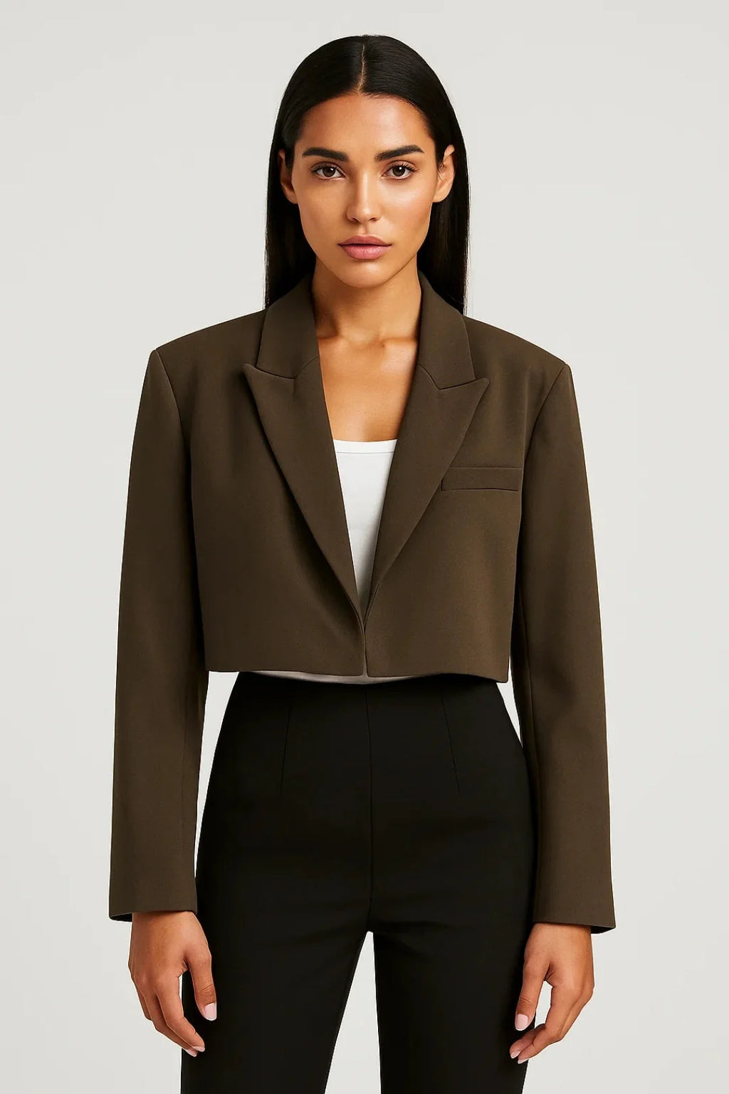 Zkrácené sako s klopovým límcem, přizpůsobený střih, ideální pro business-casual 3
